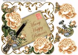 Peach Rose Happy Returns Ink Saver 8in Decoupage Topper