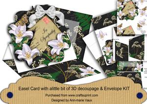White Lily Black in Sympathy Easel Card Envelope Kit