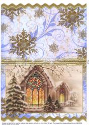 Christmas Church Window Wavy Card