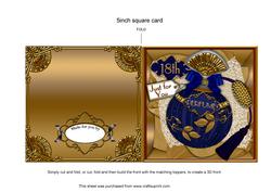 Blue Saphire Gold Perfume 18 Birthday 5in Cut and Fold Card