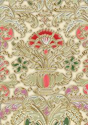 Olive Pastel Enamel Damask A4 Backing Paper