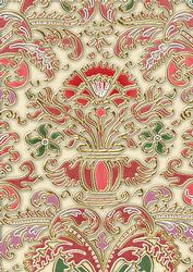 Dark Red Pastel Enamel Damask A4 Backing Paper