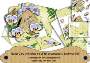 Pblue Pansy Lemon Birthday Wishes Easel Card & Envelope Kit