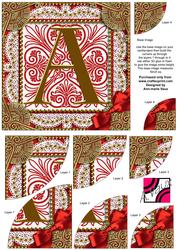 Red a Initial Monogram 6in Duo Corner Stacker