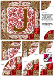 Red J Initial Monogram 6in Duo Corner Stacker