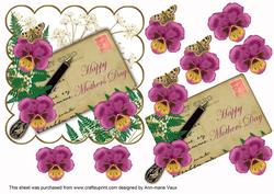 Cerise Pansy Ink Saver Mothers Day 6in Step by Step