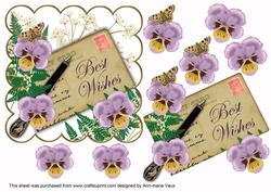 Lilac Pansy Ink Saver Best Wishes 6in Step by Step