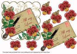 Dark Red Pansy All My Love Ink Saver 6in Step by Step
