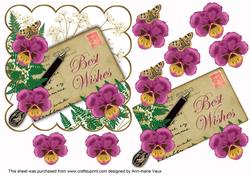 Cerise Pansy Best Wishes Ink Saver 6in Step by Step