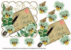 Mint Pansy Best Wishes Ink Saver 6in Step by Step
