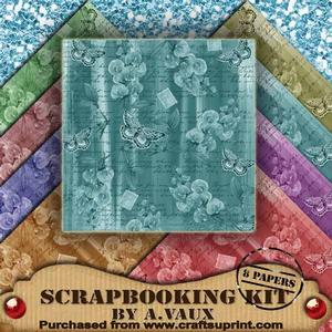 Painted Butterfly Sweet Pea 8 Scrapbooking Papers Kit