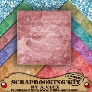 Crumpled Rose Mid Tea 8 Scrapbooking Papers Kit