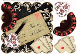 Black Roulette for My Husband 8in Scallop Decoupage Topper