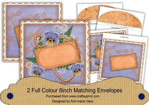 Blue Pansy Burnt Orange Ornate 8in Envelope Kit