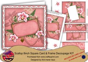 Pretty Pink Orchids Ornate 8in Card Frame Kit