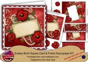 Red Poppies Ornate 8in Card Frame Kit