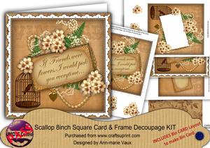 Vintage Tea Birdcage If Friends - 8in Card Frame Kit