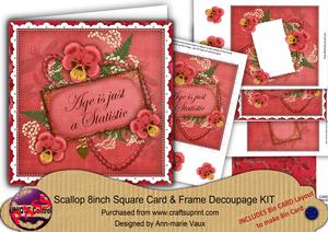 Red Pansy Age is Just - 8in 3D Card Frame Kit