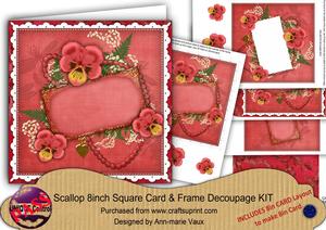 Red Pansy Ornate 8in 3D Card Frame Kit