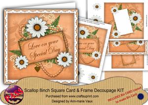 White Daisy Love on Special Day 8in 3D Card Frame Kit