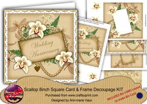 Cream Orchids Wedding Anniversary 8in Vintage Card Frame Kit