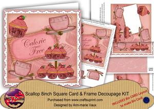 Pink Tea and Cupcake Calorie Free 8in Vintage Card Frame Kit