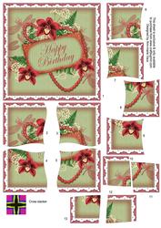 Red Orchids Olive Happy Birthday 5in Cross Stacker Topper