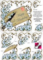 Blue Blossom Happy Birthday Ink Saver 6in Duo Corner Stacker