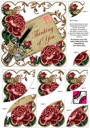 Dpink Roses Thinking of You Ink Saver 6in Duo Corner Stacker