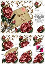 Deep Pink Roses 21 Today Ink Saver 6in Duo Corner Stacker