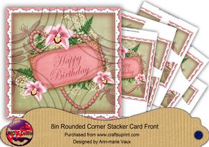 Pink Orchid Olive Birthday 8in Round Corner Stacker Kit