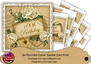 Cream Roses 100th Birthday 8in Round Corner Stacker Kit