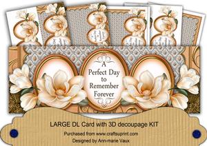 Peach Magnolia Perfect Day Large Dl Decoupage Card Kit