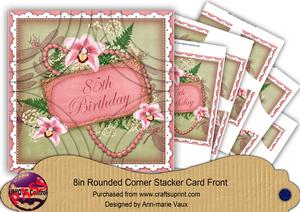 Pink Orchid Olive 85th Birthday 8in Round Corner Stacker Kit