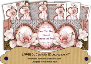 Pink Magnolia from This Day Large Dl Decoupage Card Kit