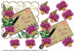 Cerise Pansy Ink Saver for My Mum 6in Decoupage Topper