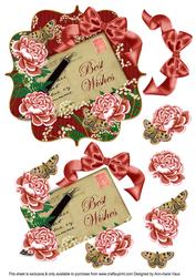 Dusty Red Roses Best Wishes 6in Bracket Step by Step