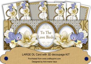 Cream Magnolias to the Love Birds Large Dl Card Kit