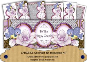 Lilac Magnolia Birds Happy Couple Large Dl Card Kit