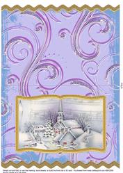 Snow Scene Village Wavy Book Card