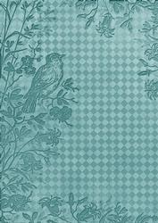 Dusky Teal Bird Edge Check A4 Backing Paper