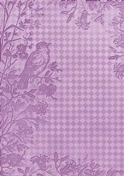 Lilac Bird Edge Check A4 Backing Paper