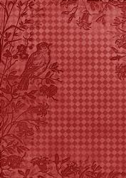 Dark Red Bird Edge Check A4 Backing Paper