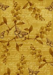 Gold Vintage Sweet Peas A4 Backing Paper