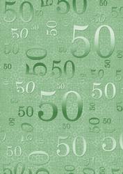 Mint Green Metallic 50th Birthday A4 Backing Paper