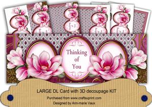 Cerise Magnolia Thinking of You Large Dl Card Kit