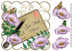 Lilac Poppy Get Well Soon Ink Saver 8in Scallop Topper