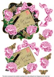 Pink Rose Black Get Well Soon Bracket Step by Step