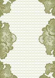 Olive Check Damask Edge A4 Backing Paper
