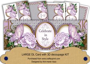 Lilac Rose Butterfly Celebrate in Style Large Dl Card Kit